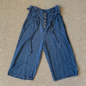 Culottes Chambray Button Fly with Belt in size 14